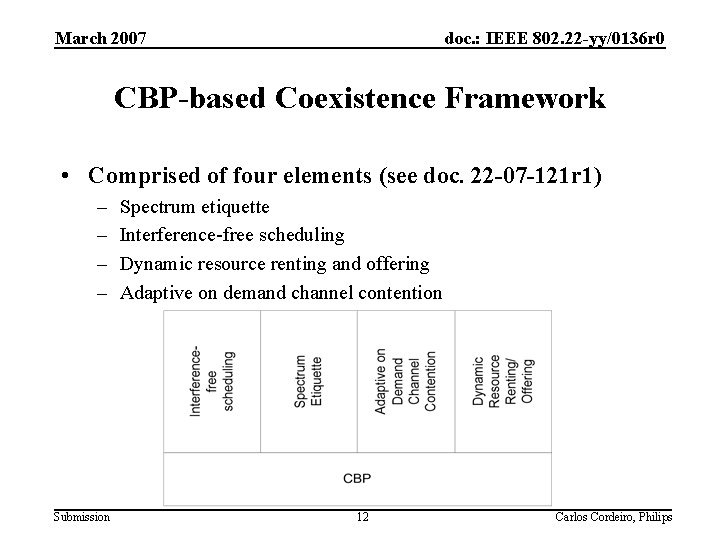 March 2007 doc. : IEEE 802. 22 -yy/0136 r 0 CBP-based Coexistence Framework •