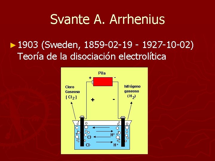 Svante A. Arrhenius ► 1903 (Sweden, 1859 -02 -19 - 1927 -10 -02) Teoría Svante A. Arrhenius ► 1903 (Sweden, 1859 -02 -19 - 1927 -10 -02) Teoría