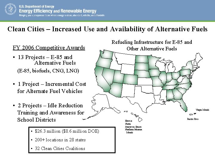 Clean Cities – Increased Use and Availability of Alternative Fuels FY 2006 Competitive Awards