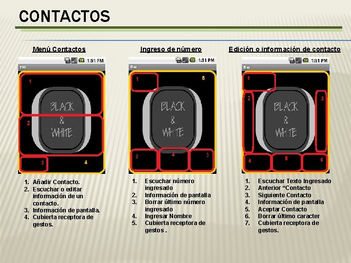 CONTACTOS Menú Contactos 1. Añadir Contacto. 2. Escuchar o editar información de un contacto.