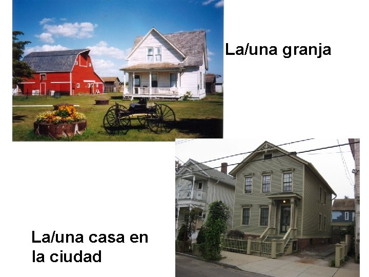 La/una granja La/una casa en la ciudad 