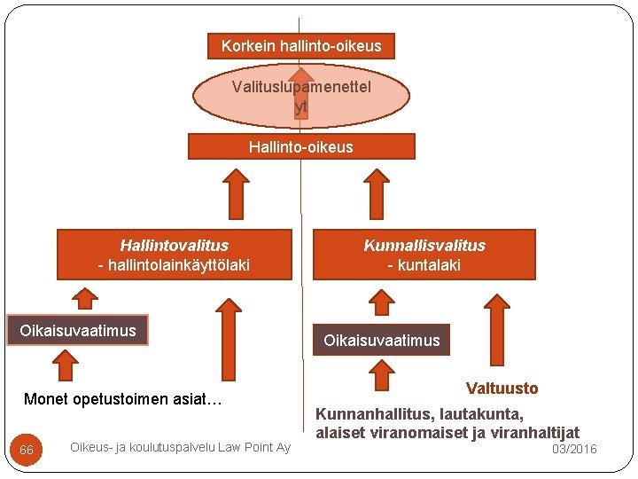 Korkein hallinto-oikeus Valituslupamenettel yt Hallinto-oikeus Hallintovalitus - hallintolainkäyttölaki Oikaisuvaatimus Monet opetustoimen asiat… 66 Oikeus- Korkein hallinto-oikeus Valituslupamenettel yt Hallinto-oikeus Hallintovalitus - hallintolainkäyttölaki Oikaisuvaatimus Monet opetustoimen asiat… 66 Oikeus-