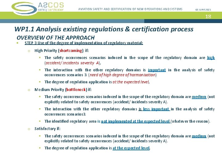 AVIATION SAFETY AND CERTIFICATION OF NEW OPERATIONS AND SYSTEMS 05 JUNE 2021 18 WP