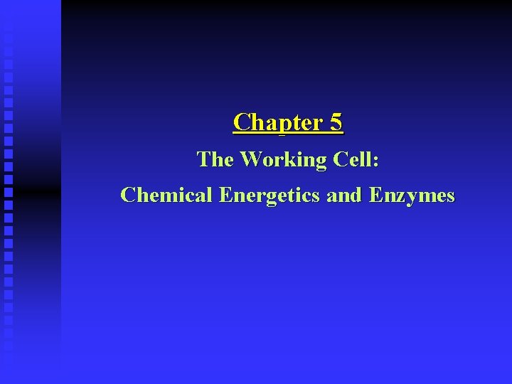 Chapter 5 The Working Cell: Chemical Energetics and Enzymes 