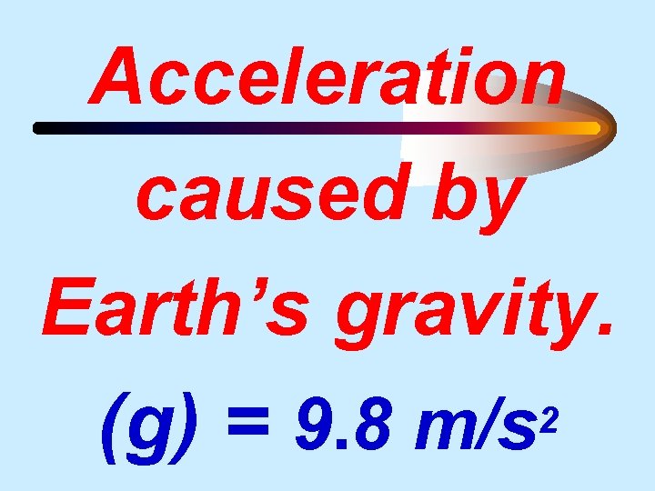 Acceleration caused by Earth’s gravity. 2 (g) = 9. 8 m/s 