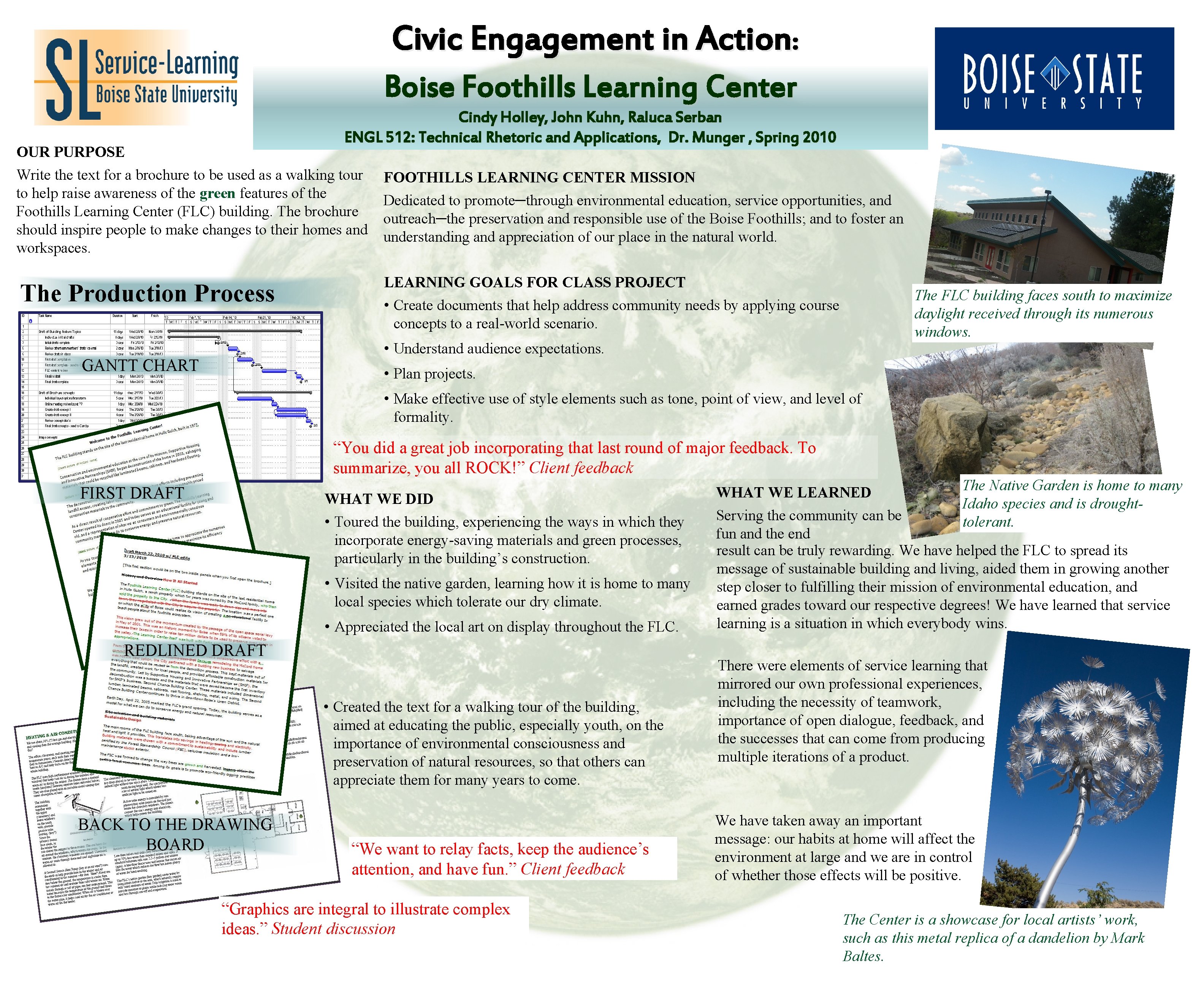 Civic Engagement in Action: Boise Foothills Learning Center Cindy Holley, John Kuhn, Raluca Serban