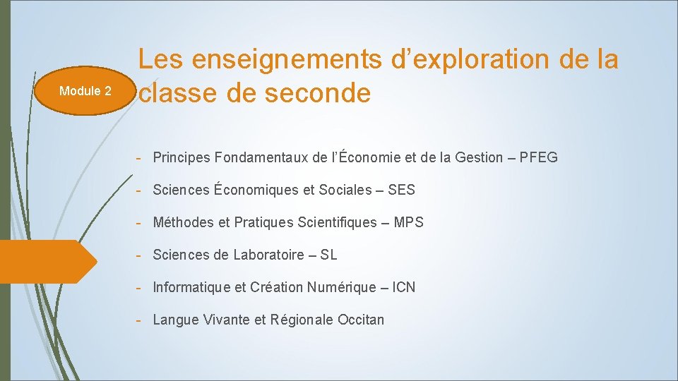 Module 2 Les enseignements d’exploration de la classe de seconde - Principes Fondamentaux de