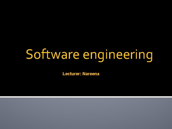Software engineering Lecturer: Nareena 