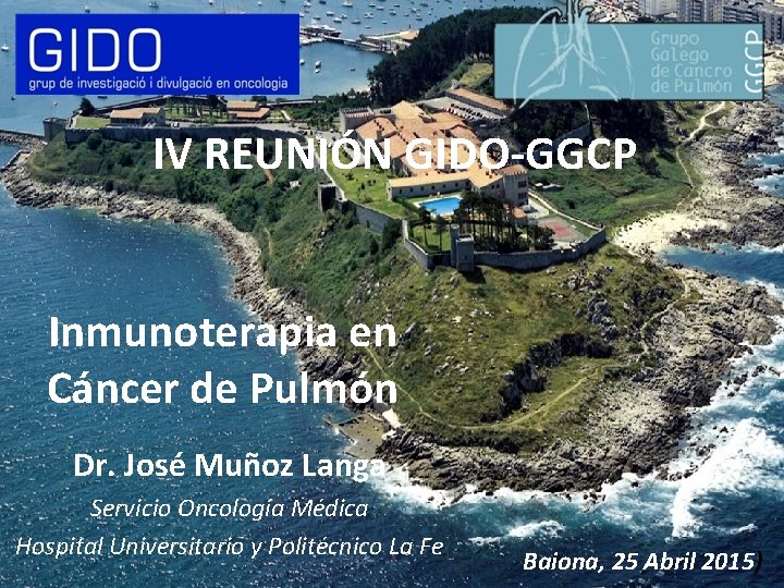 IV REUNIÓN GIDO-GGCP Inmunoterapia en Cáncer de Pulmón Dr. José Muñoz Langa Servicio Oncología