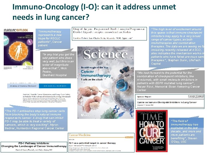 Immuno-Oncology (I-O): can it address unmet needs in lung cancer? “Immunotherapy represents a new