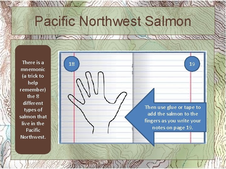 Pacific Northwest Salmon There is a mnemonic (a trick to help remember) the 8