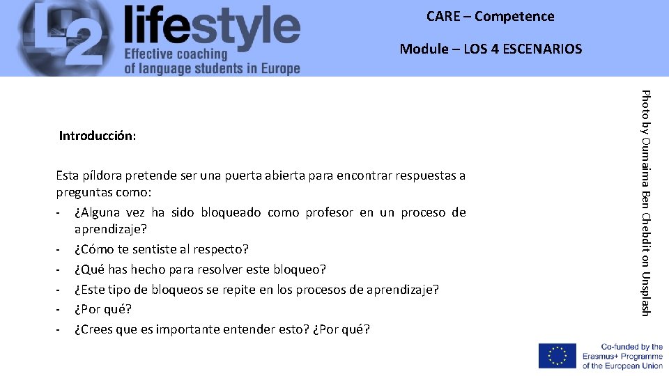CARE – Competence Module – LOS 4 ESCENARIOS Esta píldora pretende ser una puerta