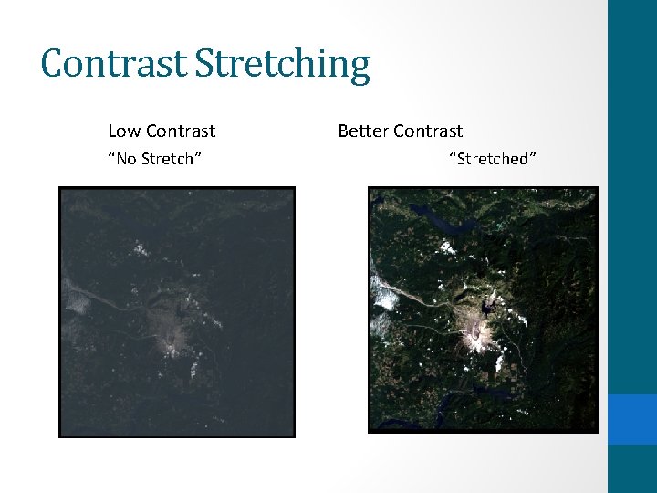 Contrast Stretching Low Contrast “No Stretch” Better Contrast “Stretched” 