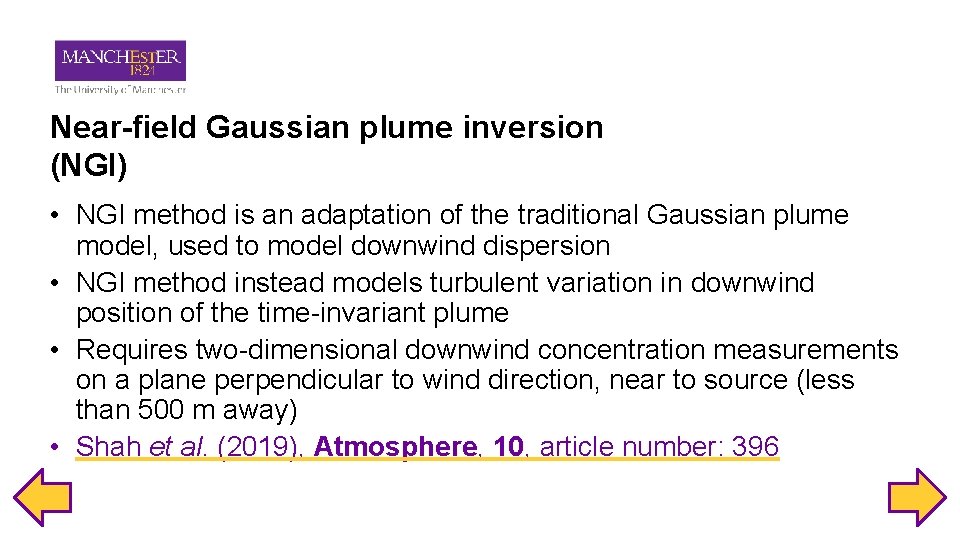 Near-field Gaussian plume inversion (NGI) • NGI method is an adaptation of the traditional