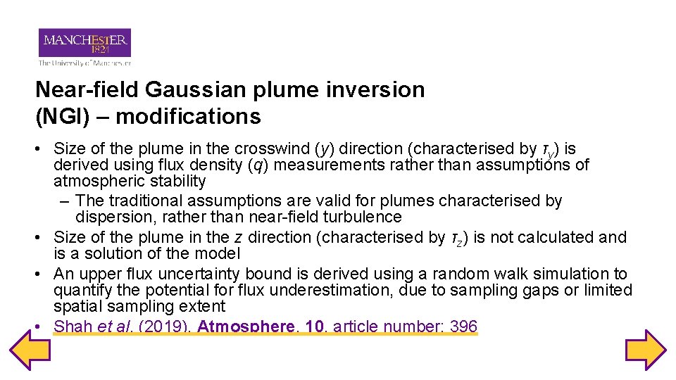 Near-field Gaussian plume inversion (NGI) – modifications • Size of the plume in the