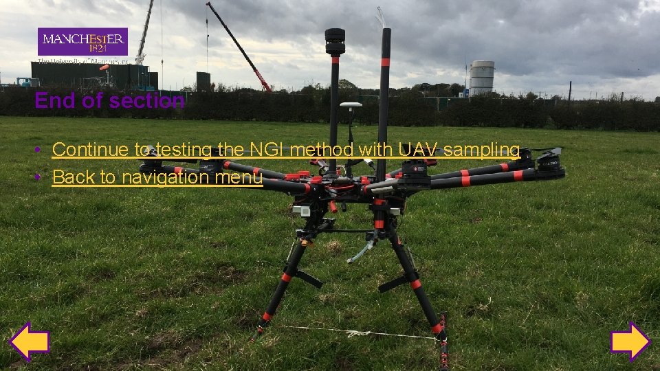 End of section • Continue to testing the NGI method with UAV sampling •