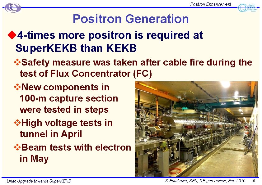 Positron Enhancement Positron Generation u 4 -times more positron is required at Super. KEKB Positron Enhancement Positron Generation u 4 -times more positron is required at Super. KEKB