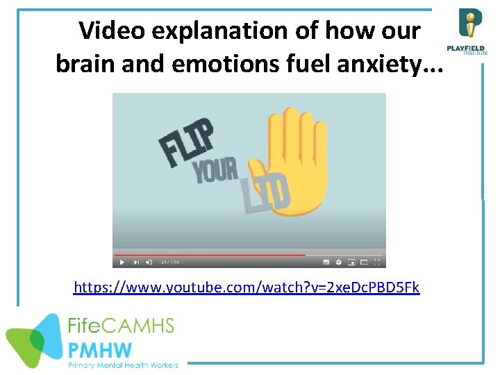 Video explanation of how our brain and emotions fuel anxiety. . . https: //www.