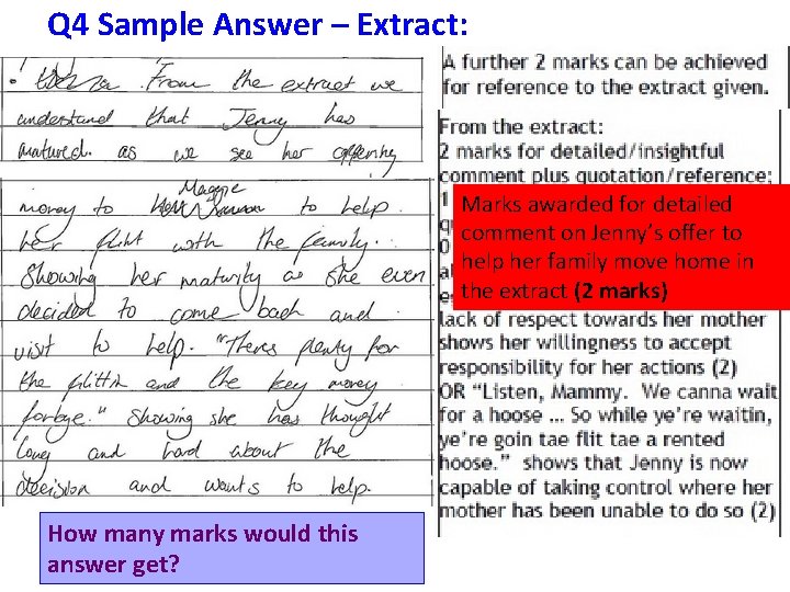 Q 4 Sample Answer – Extract: Marks awarded for detailed comment on Jenny’s offer