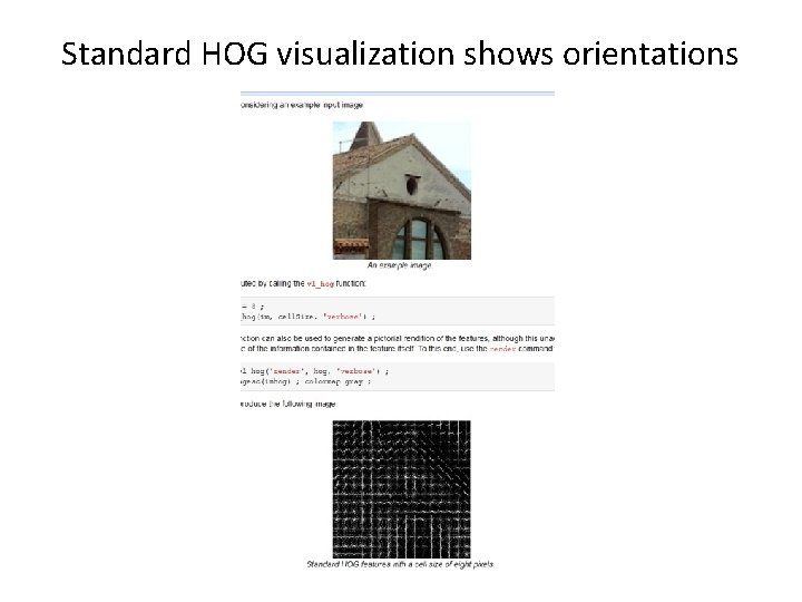 Standard HOG visualization shows orientations 