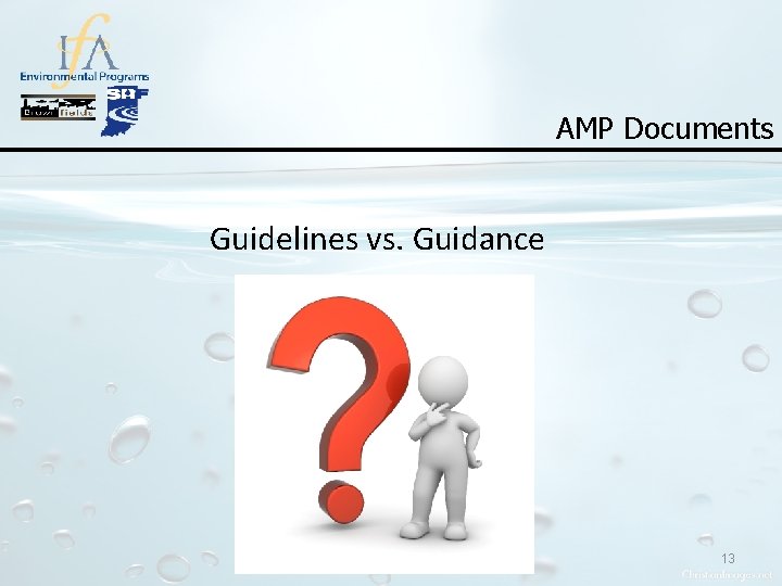 AMP Documents Guidelines vs. Guidance 13 