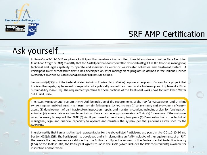 SRF AMP Certification Ask yourself… 15 