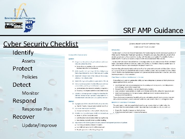 SRF AMP Guidance Cyber Security Checklist Identify Assets Protect Policies Detect Monitor Respond Response