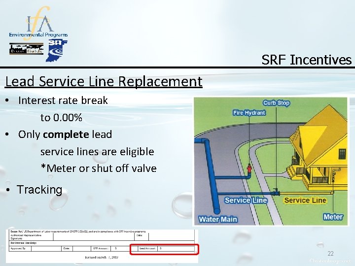 SRF Incentives Lead Service Line Replacement • Interest rate break to 0. 00% •