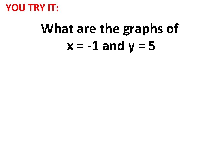 YOU TRY IT: What are the graphs of x = -1 and y =