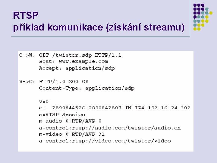 RTSP příklad komunikace (získání streamu) 