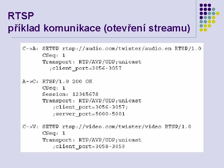 RTSP příklad komunikace (otevření streamu) 