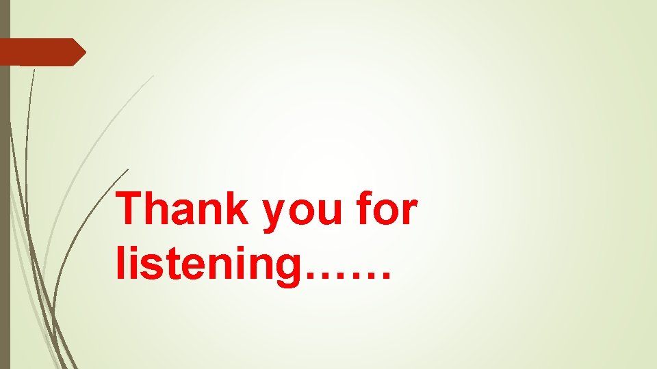 Thank you for listening…… 