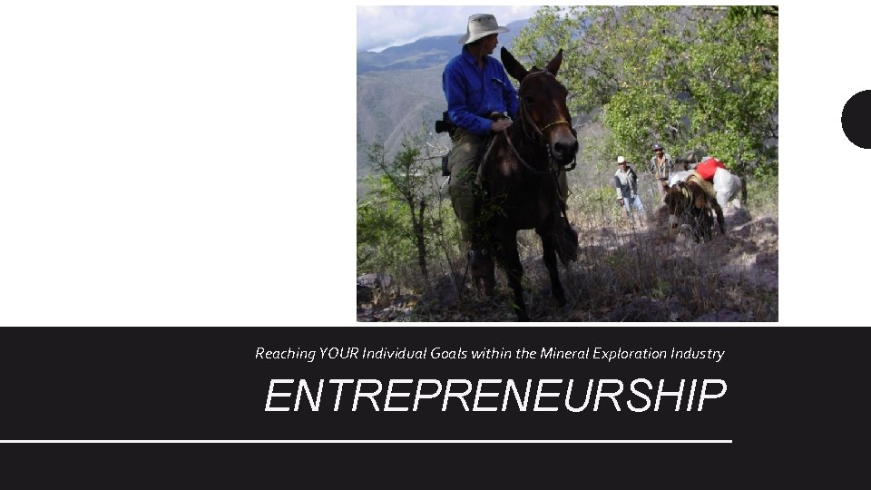 Reaching YOUR Individual Goals within the Mineral Exploration Industry ENTREPRENEURSHIP 