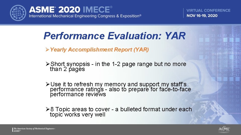 Performance Evaluation: YAR ØYearly Accomplishment Report (YAR) ØShort synopsis - in the 1 -2 Performance Evaluation: YAR ØYearly Accomplishment Report (YAR) ØShort synopsis - in the 1 -2