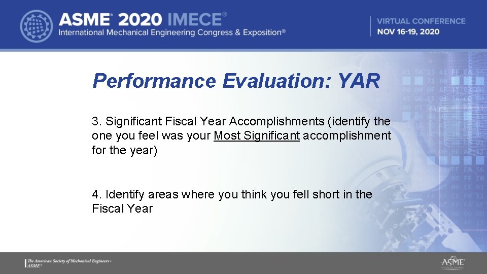 Performance Evaluation: YAR 3. Significant Fiscal Year Accomplishments (identify the one you feel was Performance Evaluation: YAR 3. Significant Fiscal Year Accomplishments (identify the one you feel was