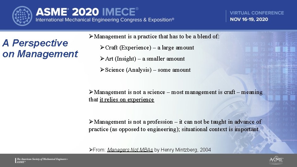 A Perspective on Management ØManagement is a practice that has to be a blend A Perspective on Management ØManagement is a practice that has to be a blend