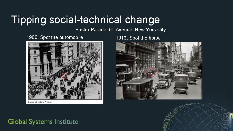 Tipping social-technical change Easter Parade, 5 th Avenue, New York City 1900: Spot the Tipping social-technical change Easter Parade, 5 th Avenue, New York City 1900: Spot the