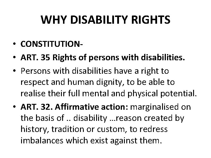 FOUNDATIONS OF DISABILITY RIGHTS PROMOTING DISABILITY RIGHTS THROUGH