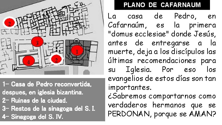 PLANO DE CAFARNAUM 2 3 1 4 2 1 - Casa de Pedro reconvertida,