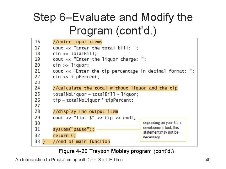 Step 6–Evaluate and Modify the Program (cont’d. ) Figure 4 -20 Treyson Mobley program