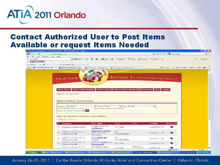 Contact Authorized User to Post Items Available or request Items Needed 