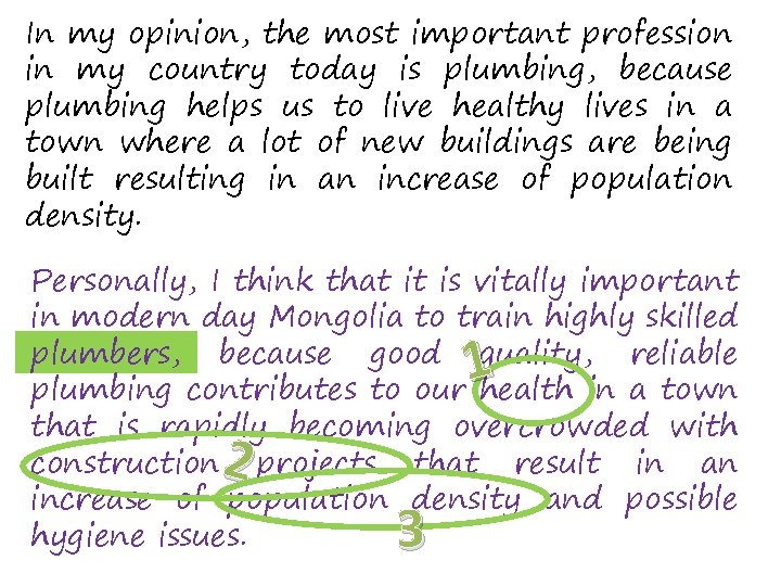 In my opinion, the most important profession in my country today is plumbing, because