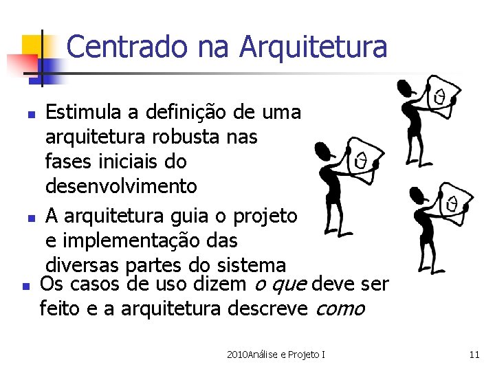 Centrado na Arquitetura Estimula a definição de uma arquitetura robusta nas fases iniciais do