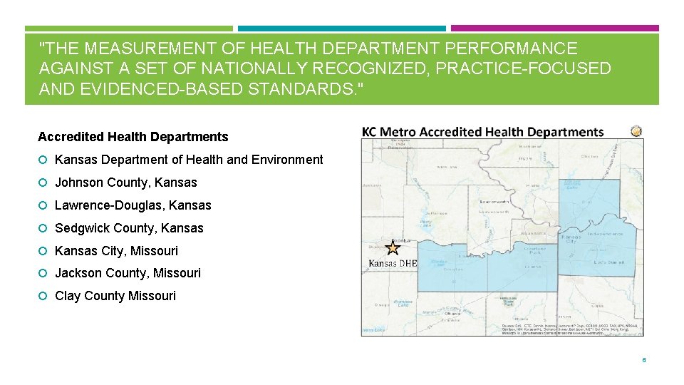 "THE MEASUREMENT OF HEALTH DEPARTMENT PERFORMANCE AGAINST A SET OF NATIONALLY RECOGNIZED, PRACTICE-FOCUSED AND