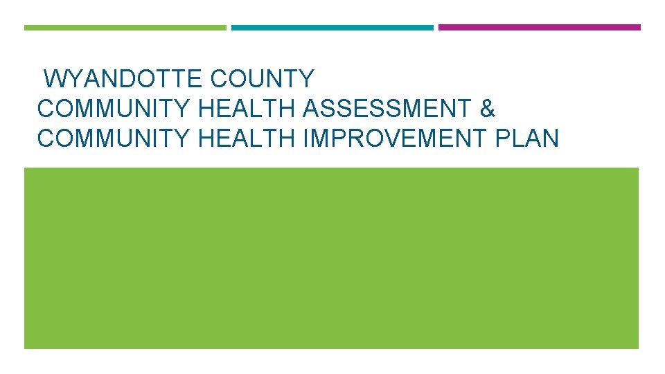 WYANDOTTE COUNTY COMMUNITY HEALTH ASSESSMENT & COMMUNITY HEALTH IMPROVEMENT PLAN 