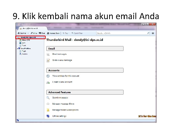 9. Klik kembali nama akun email Anda 