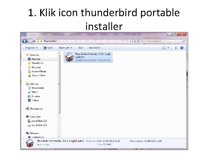 1. Klik icon thunderbird portable installer 