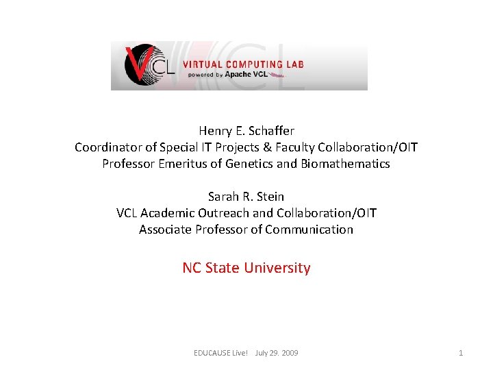 Henry E. Schaffer Coordinator of Special IT Projects & Faculty Collaboration/OIT Professor Emeritus of