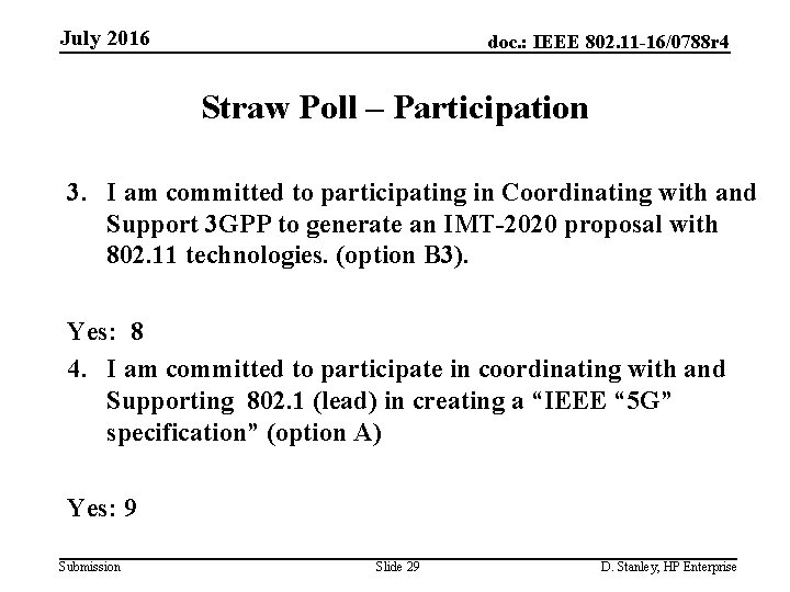 July 2016 doc. : IEEE 802. 11 -16/0788 r 4 Straw Poll – Participation