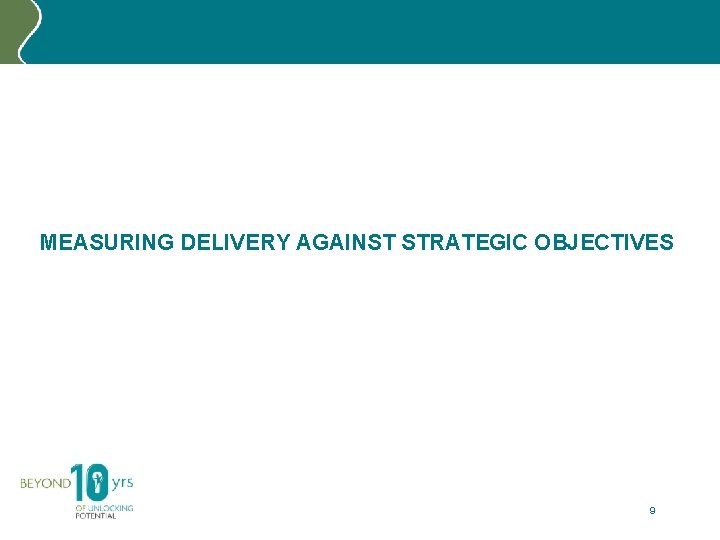 MEASURING DELIVERY AGAINST STRATEGIC OBJECTIVES 9 